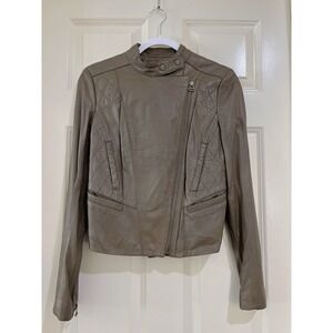ann taylor women genuine leather jacket size xs